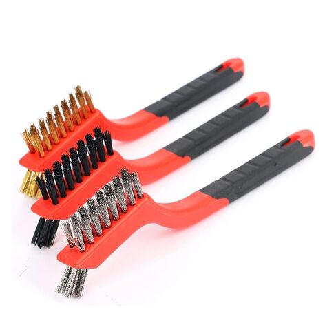 Acouto 3PCS Wire Brush Set - Stainless Steel, Nylon, Copper Brushes for Efficient and Removal (7in) in Kuwait
