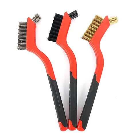 Acouto 3PCS Wire Brush Set - Stainless Steel, Nylon, Copper Brushes for Efficient and Removal (7in) in Kuwait