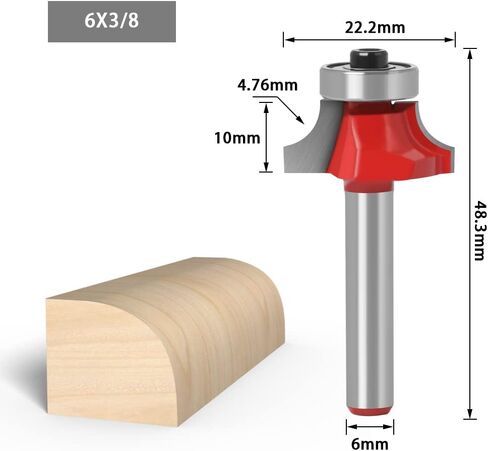 Jinchao-Router bits, 1/4 6mm Shank Corner Round Over Router Bit, with Bearing Milling Cutter for Wood Woodwork Tungsten Carbide, for Home DIY (Cutting Edge Length : 1I4X7I8) in Saudi Arabia