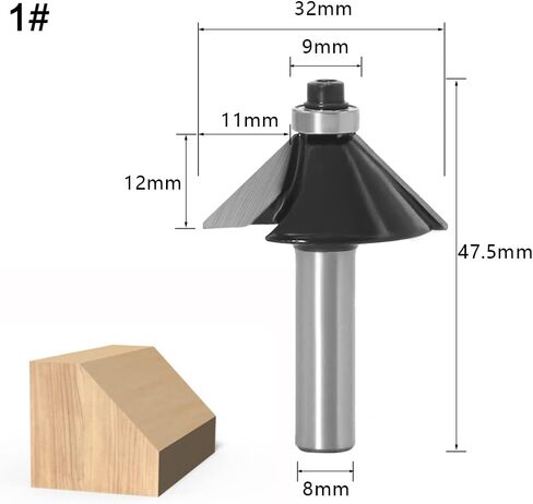 Jinchao-Router bits, 8mm Shank Round Over Router Bits for Wood Woodworking Tool 2 Flute Endmill with Bearing Milling Cutter Corner Round Over, for Home DIY (Cutting Edge Length : NO11) in Kuwait