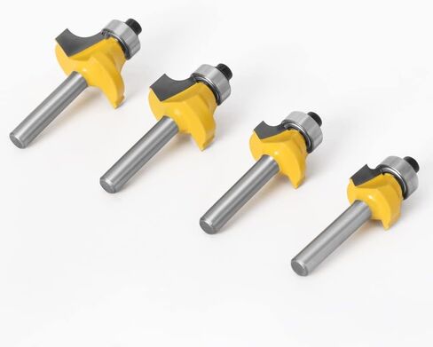 Jinchao-Router bits, 4PCS Corner Round Over Router Bit 6mm Shank R3.17 R4.76 R6.35 R7.96 with Bearing Milling Cutter for Wood Woodwork Tungsten Carbide, for Home DIY in Kuwait