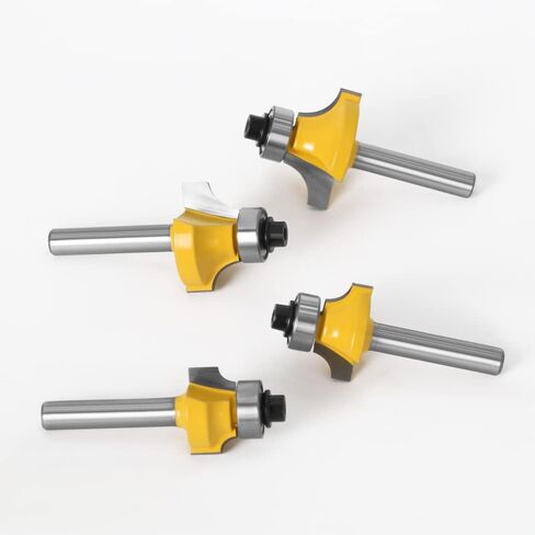 Jinchao-Router bits, 4PCS Corner Round Over Router Bit 6mm Shank R3.17 R4.76 R6.35 R7.96 with Bearing Milling Cutter for Wood Woodwork Tungsten Carbide, for Home DIY in Kuwait