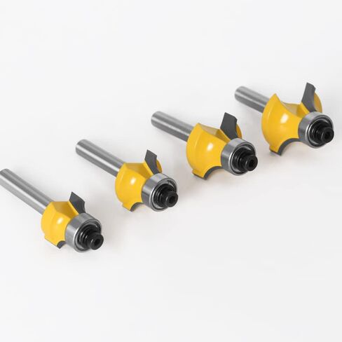 Jinchao-Router bits, 4PCS Corner Round Over Router Bit 6mm Shank R3.17 R4.76 R6.35 R7.96 with Bearing Milling Cutter for Wood Woodwork Tungsten Carbide, for Home DIY in Kuwait
