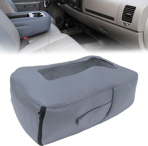 NLQR Center Console Lid Cover, Replacement Armrest Cover, Jump Seat Console Armrest Protective Cover,Microfiber Leather Black Compatible with Chevy Silverado Suburban Tahoe Avalanche GMC Sierra Yuk in Saudi Arabia