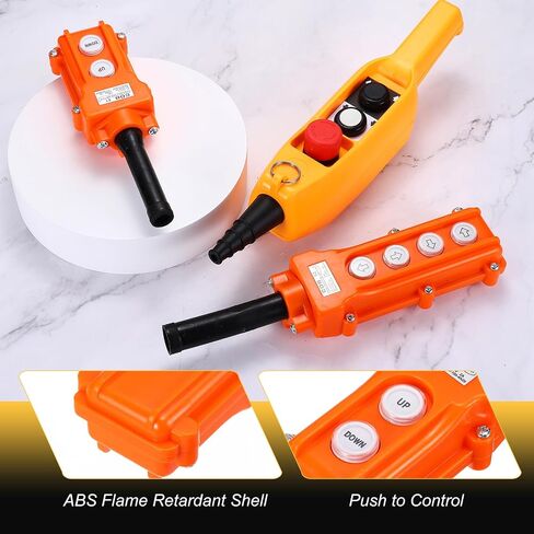 MECCANIXITY 2 Pcs Rain Proof Hoist Crane Push Button Switch, Up Down Switch Pendant Control Station Momentary COB-61, 2 Way Orange in Saudi Arabia