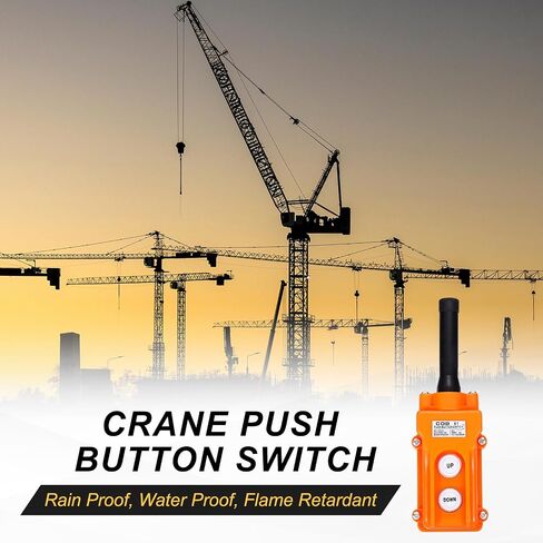 MECCANIXITY 2 Pcs Rain Proof Hoist Crane Push Button Switch, Up Down Switch Pendant Control Station Momentary COB-61, 2 Way Orange in Saudi Arabia