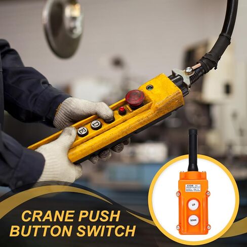 MECCANIXITY 2 Pcs Rain Proof Hoist Crane Push Button Switch, Up Down Switch Pendant Control Station Momentary COB-61, 2 Way Orange in Saudi Arabia