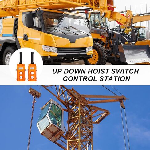 MECCANIXITY 2 Pcs Rain Proof Hoist Crane Push Button Switch, Up Down Switch Pendant Control Station Momentary COB-61, 2 Way Orange in Saudi Arabia