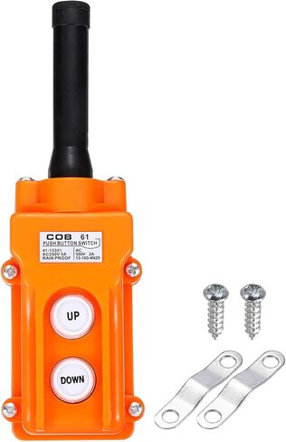 MECCANIXITY 2 Pcs Rain Proof Hoist Crane Push Button Switch, Up Down Switch Pendant Control Station Momentary COB-61, 2 Way Orange in Saudi Arabia