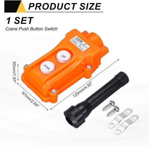 MECCANIXITY 2 Pcs Rain Proof Hoist Crane Push Button Switch, Up Down Switch Pendant Control Station Momentary COB-61, 2 Way Orange in Saudi Arabia