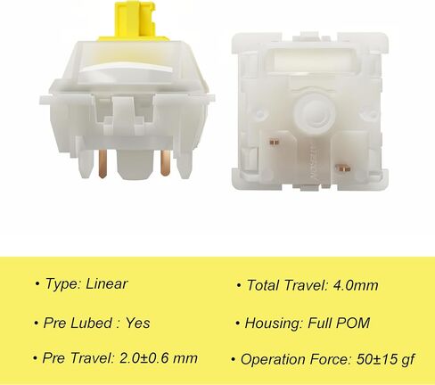 مفاتيح لوحة مفاتيح Gateron Yellow Pro V3 ، خطي 5 دبوس محطّم مسبقًا لجميع لوحة المفاتيح الميكانيكية MX (108pcs) in Kuwait