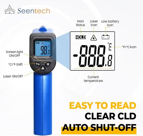 Seentech DT8380BH مقياس حرارة الأشعة تحت الحمراء الصناعية -اختبار درجة حرارة غير الاتصال للاستخدام المطبخ والصناعي ، -50 درجة مئوية إلى 380 درجة مئوية ، دقة عالية مع استهداف الليزر (DT8550DH) in Kuwait