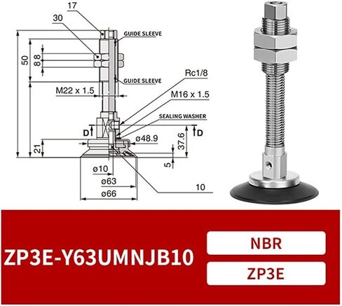 ZP3E-Y63/80/100/125UMNJB Pneumatic Manipulator Heavy Duty Vacuum Suction Cup 1Pcs(ZP3E-Y125UMNJB10) in Saudi Arabia