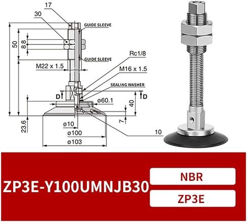 ZP3E-Y63/80/100/125UMNJB Pneumatic Manipulator Heavy Duty Vacuum Suction Cup 1Pcs(ZP3E-Y125UMNJB10) in Saudi Arabia
