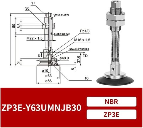 ZP3E-Y63/80/100/125UMNJB Pneumatic Manipulator Heavy Duty Vacuum Suction Cup 1Pcs(ZP3E-Y125UMNJB10) in Saudi Arabia