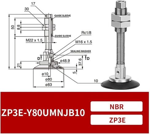 ZP3E-Y63/80/100/125UMNJB Pneumatic Manipulator Heavy Duty Vacuum Suction Cup 1Pcs(ZP3E-Y125UMNJB10) in Saudi Arabia