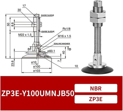 ZP3E-Y63/80/100/125UMNJB Pneumatic Manipulator Heavy Duty Vacuum Suction Cup 1Pcs(ZP3E-Y125UMNJB10) in Saudi Arabia
