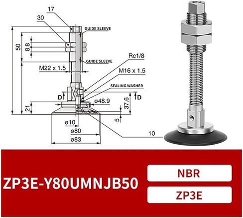 ZP3E-Y63/80/100/125UMNJB Pneumatic Manipulator Heavy Duty Vacuum Suction Cup 1Pcs(ZP3E-Y125UMNJB10) in Saudi Arabia