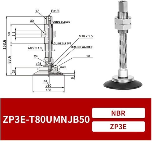 ZP3E-T63/80UMN/BMNJB10/30/50 Industrial Pneumatic Heavy Duty Vacuum Suction Cup 1Pcs(ZP3E-T63BMNJB50) in Saudi Arabia