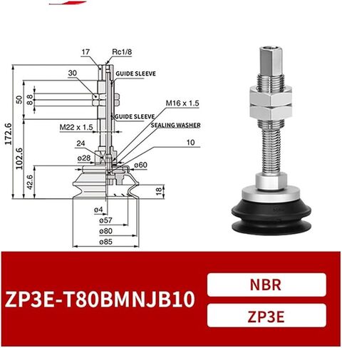 ZP3E-T63/80UMN/BMNJB10/30/50 Industrial Pneumatic Heavy Duty Vacuum Suction Cup 1Pcs(ZP3E-T63BMNJB50) in Saudi Arabia