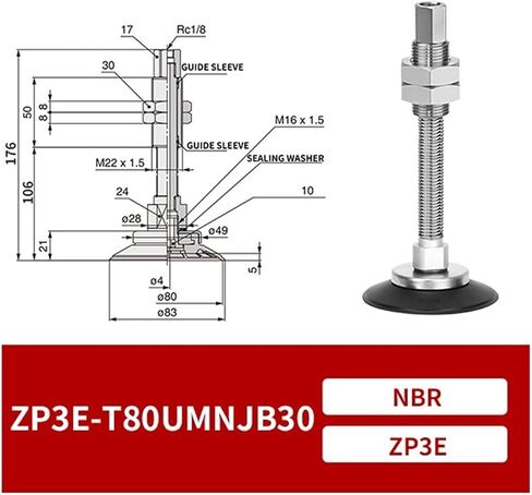 ZP3E-T63/80UMN/BMNJB10/30/50 Industrial Pneumatic Heavy Duty Vacuum Suction Cup 1Pcs(ZP3E-T63BMNJB50) in Saudi Arabia