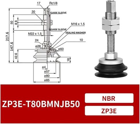 ZP3E-T63/80UMN/BMNJB10/30/50 Industrial Pneumatic Heavy Duty Vacuum Suction Cup 1Pcs(ZP3E-T63BMNJB50) in Saudi Arabia