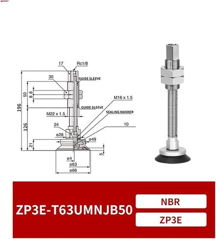 ZP3E-T63/80UMN/BMNJB10/30/50 Industrial Pneumatic Heavy Duty Vacuum Suction Cup 1Pcs(ZP3E-T63BMNJB50) in Saudi Arabia