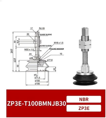 ZP3E-T100UMN/BMN-JB10/30/50 ZP3E-T125UMN/BMN-JB10/30/50 1 Pneumatic Heavy Duty Vacuum Suction Cups 1Pcs(ZP3E-T125BMNJB30) in Saudi Arabia