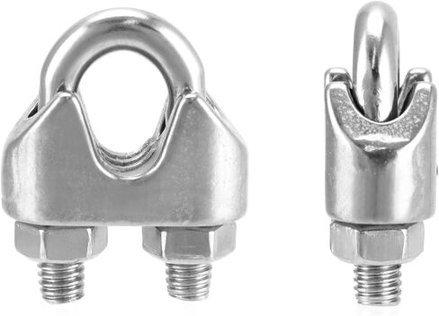Qwork 5/16 "سلك حبل المشبك مقطع M8 ، 25 حزمة كبيرة u الترباس السرج السقيفة ، 304 المشابك كابل السحابة الفولاذ المقاوم للصدأ ، قم بتوصيل طبقتين من الأسلاك لتشكيل حلقة in Kuwait