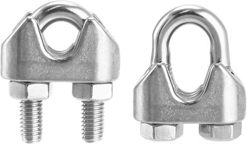 Qwork 5/16 "سلك حبل المشبك مقطع M8 ، 25 حزمة كبيرة u الترباس السرج السقيفة ، 304 المشابك كابل السحابة الفولاذ المقاوم للصدأ ، قم بتوصيل طبقتين من الأسلاك لتشكيل حلقة in Kuwait