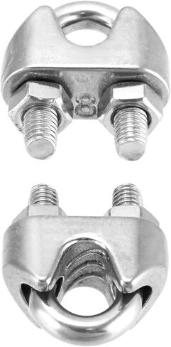 Qwork 5/16 "سلك حبل المشبك مقطع M8 ، 25 حزمة كبيرة u الترباس السرج السقيفة ، 304 المشابك كابل السحابة الفولاذ المقاوم للصدأ ، قم بتوصيل طبقتين من الأسلاك لتشكيل حلقة in Kuwait