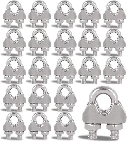Shuess 40 pcs 1/4 مشابك الكابل 1/4 بوصة من الفولاذ المقاوم للصدأ M6 سلك حبل المشبك مشبك in Saudi Arabia