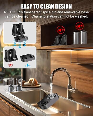 GiveBest Electric Salt and Pepper Grinder Set – Rechargeable Stainless Steel Mills, 100 ml Automatic Shakers Set with 6-Level Adjustable Coarseness and Light, Upgraded Larger Capacity in Kuwait