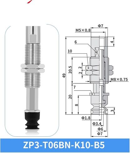 ZP3-T04/06/08BN-J/K3/6/10 Pneumatic Vacuum Chuck Vacuum Suction Cup 1Pcs(ZP3-T04BN-K3-B5) in Kuwait