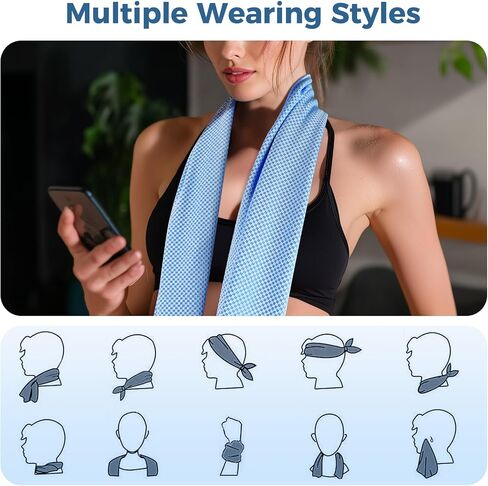 Cooling Towels 2 Pack, 40 * 12inch Cooling Towels for Neck and Face, Sports Towel with UPF50 Sun Protection, Ideal for Yoga, Gym, Camping, Running- Blue in Saudi Arabia