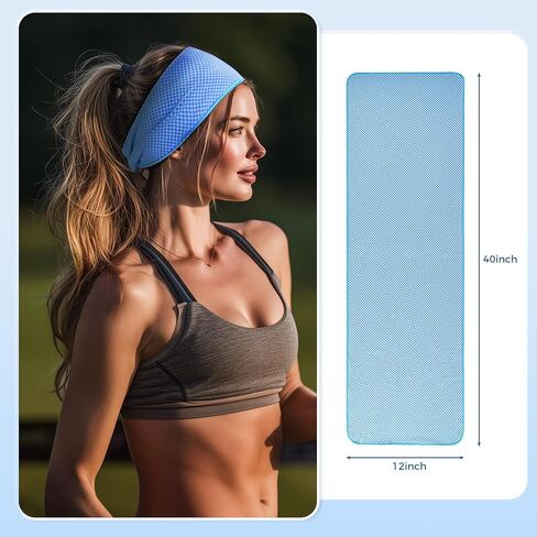 Cooling Towels 2 Pack, 40 * 12inch Cooling Towels for Neck and Face, Sports Towel with UPF50 Sun Protection, Ideal for Yoga, Gym, Camping, Running- Blue in Saudi Arabia
