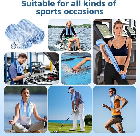 Cooling Towels 2 Pack, 40 * 12inch Cooling Towels for Neck and Face, Sports Towel with UPF50 Sun Protection, Ideal for Yoga, Gym, Camping, Running- Blue in Saudi Arabia