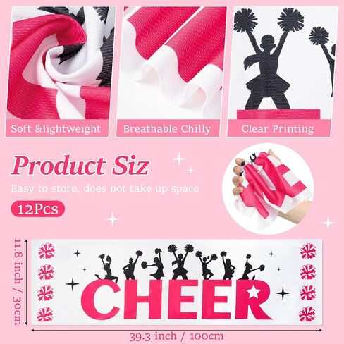 R HORSE 12Pcs Cheerleader Cooling Towels - 40"x12" Breathable Chilly Microfiber Ice Towels for Neck and Head, Sport Cheer Gifts Bulk for Cheer Sport Team Training Basketball Football Baseball Events in Saudi Arabia