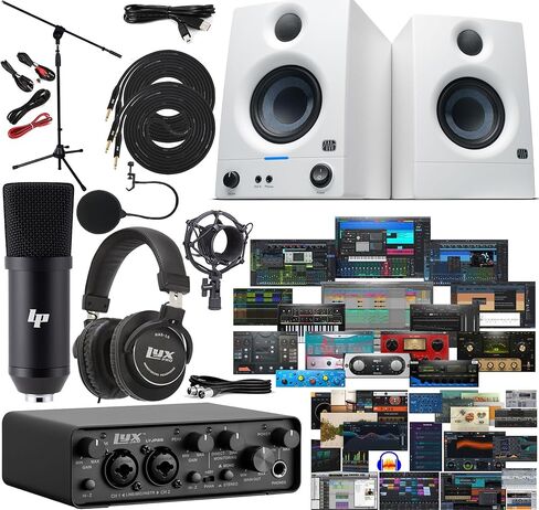 واجهة الصوت Lyxpro 2x2 USB مع برنامج تشغيل ASIO وحزمة برامج إبداعية جديدة مع مجموعة Microphone Professional Profession in Saudi Arabia