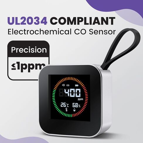 3-in-1 Portable Carbon Monoxide Detector | UL-Compliant CO Detector, Temp, Humidity Monitor for Travel, Camping, RV | USB-C Rechargeable (1, Orange) in Saudi Arabia