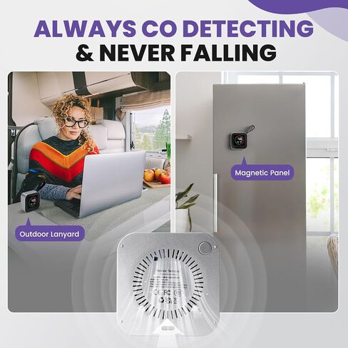 3-in-1 Portable Carbon Monoxide Detector | UL-Compliant CO Detector, Temp, Humidity Monitor for Travel, Camping, RV | USB-C Rechargeable (1, Orange) in Saudi Arabia