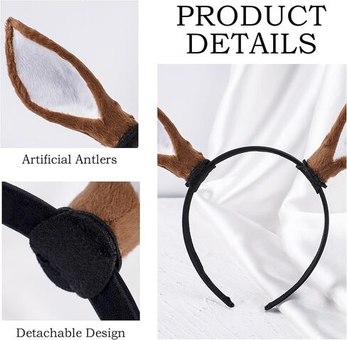 MOSTORY Antler Deer Ear Headband - Reindeer Horns Hairband for Adult Antlers Headpiece for Cosplay Renaissance Renfaire in Saudi Arabia