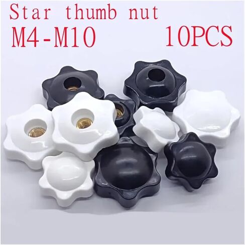M4 M5 M6 M8 M10 PLUM BAKELITE HAND LICK NUTS Star Mechanical Black White Thumb Clamping Knob Manual (White Blind ، M10 Head 38mm 10pcs) in Saudi Arabia