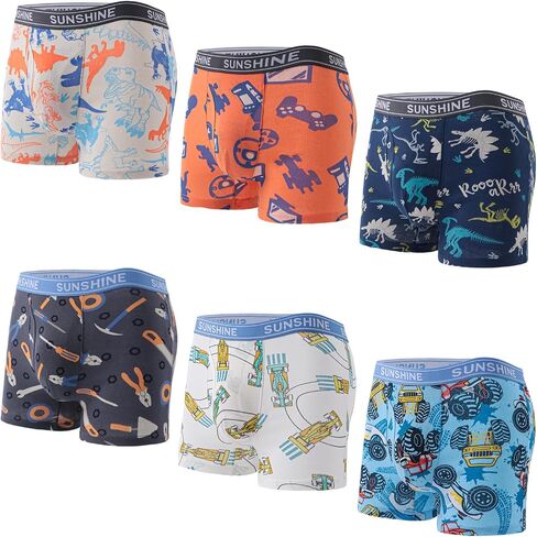 ملخصات Boys Boxer ، نمط كرتون لطيف ، ملابس داخلية قطنية مطبوعة ، ناعم مريح وقابل للتنفس 6 حزمة in Kuwait
