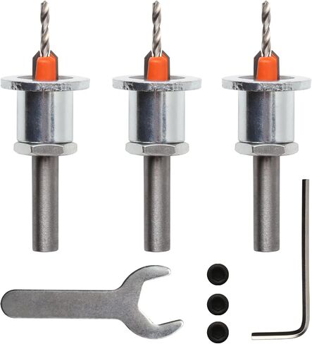 Adjustable Countersink Drill Bit Set 8-10mm Shank, Carbide-Tipped, 90° Angle with 2.8-3mm Depth Adjustment for Ultimate Precision and Versatility in Woodworking and DIY Drilling (3x8mm (3 Pack)) in Saudi Arabia