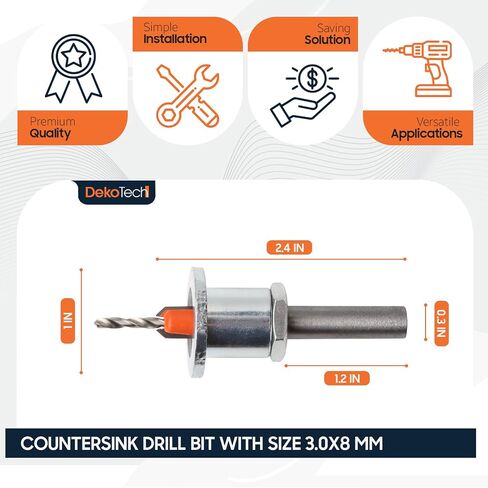 Adjustable Countersink Drill Bit Set 8-10mm Shank, Carbide-Tipped, 90° Angle with 2.8-3mm Depth Adjustment for Ultimate Precision and Versatility in Woodworking and DIY Drilling (3x8mm (3 Pack)) in Saudi Arabia