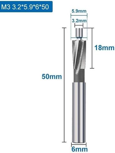 4 Flute HSS Counterbore End Mill M3.2-M20 Pilot Slotting Bit Milling Cutter for Wood/Metal Drilling Counterbore Mill (Size : 3.2x5.9x6x50) in Saudi Arabia