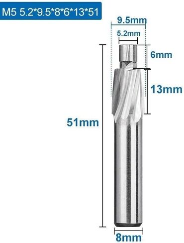 4 Flute HSS Counterbore End Mill M3.2-M20 Pilot Slotting Bit Milling Cutter for Wood/Metal Drilling Counterbore Mill (Size : 3.2x5.9x6x50) in Saudi Arabia