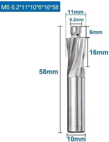 4 Flute HSS Counterbore End Mill M3.2-M20 Pilot Slotting Bit Milling Cutter for Wood/Metal Drilling Counterbore Mill (Size : 3.2x5.9x6x50) in Saudi Arabia