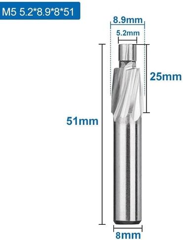 4 Flute HSS Counterbore End Mill M3.2-M20 Pilot Slotting Bit Milling Cutter for Wood/Metal Drilling Counterbore Mill (Size : 3.2x5.9x6x50) in Saudi Arabia